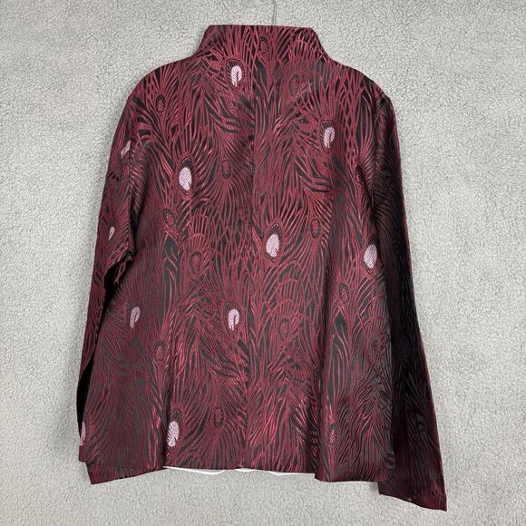 Dragon Silk Jacket Coat Womens Size XL Shanghai China Dark Red Black Vintage - Picture 4 of 16